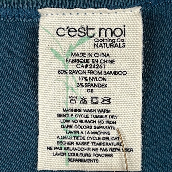 NWT C'est Moi Bamboo Crossover Wrap Teal Bodysuit OS - Picture 2 of 6